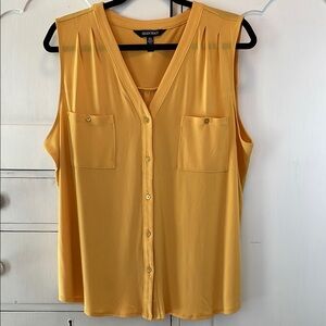 Ellen Tracy Yellow Sleeveless Blouse XL
